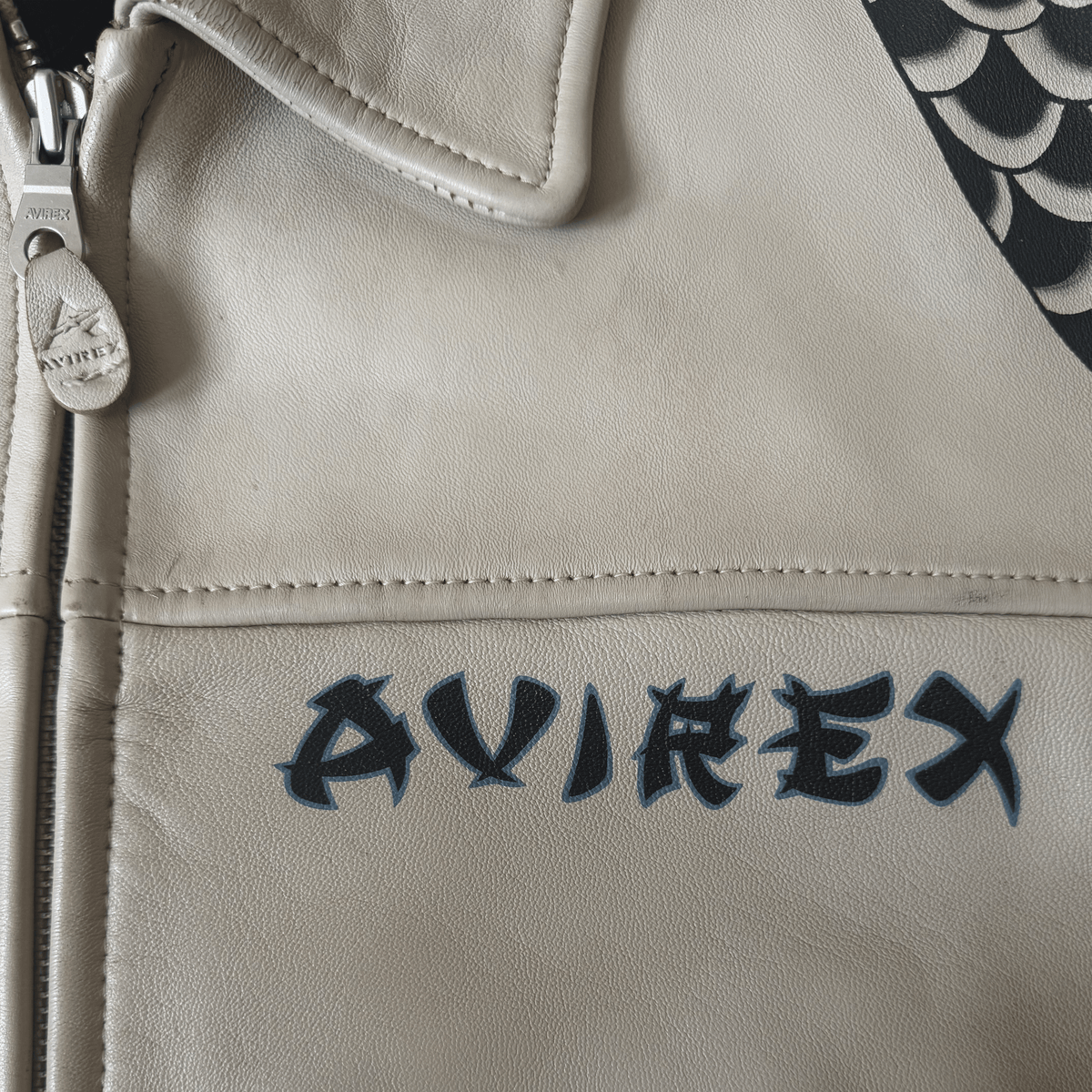 Avirex Tattoo Style 'Dragon vs Snake' Leather Jacket - XL / XXL | XL, Red