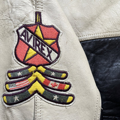 Avirex 'North West Wild Bears' Leather Varsity Jacket - M