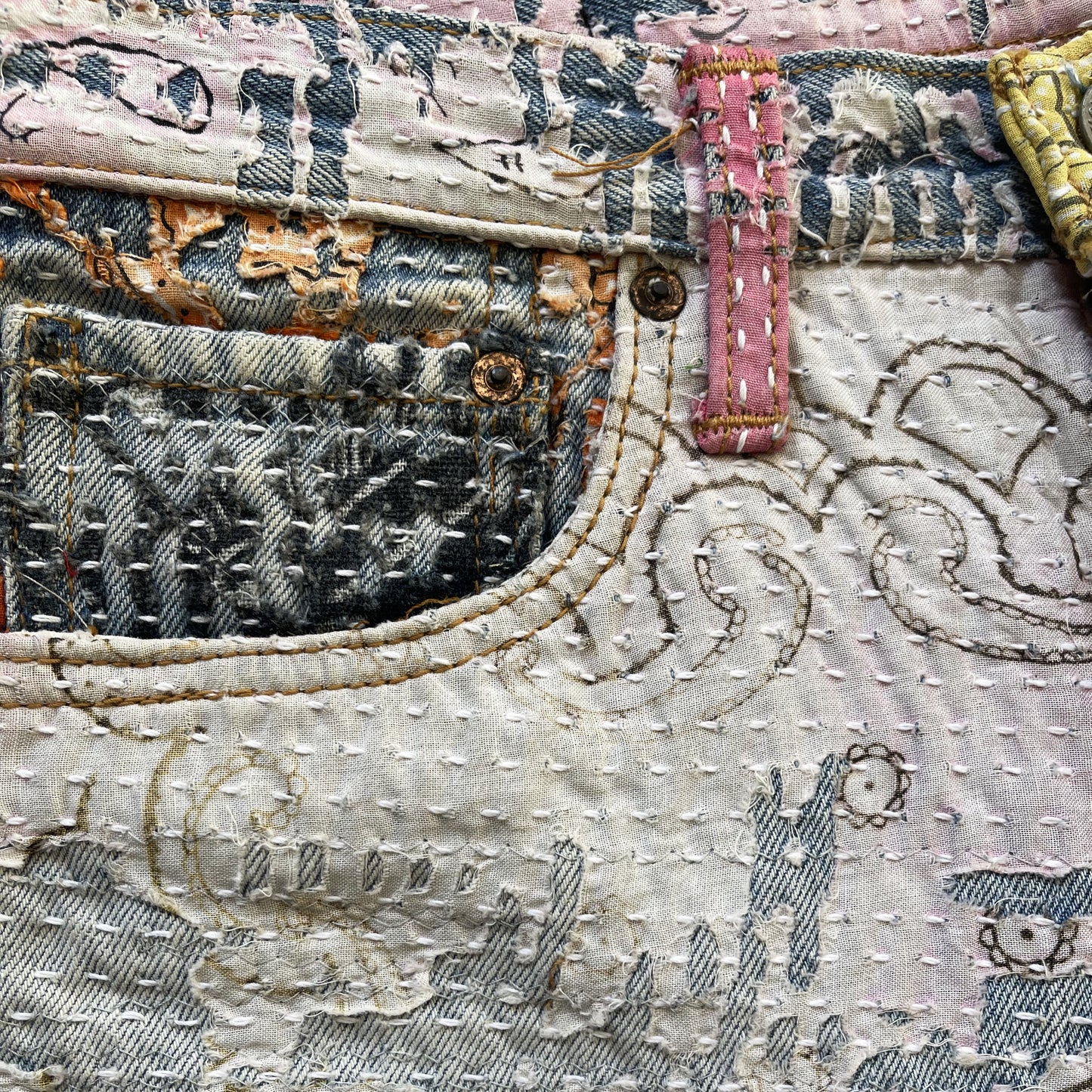 Boro Bandana Sashiko Distressed Jeans - W30"