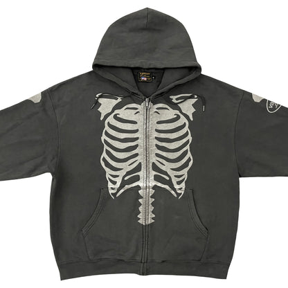 Vanson Leathers Distressed Skeleton Hoodie - XL | XL, Grey