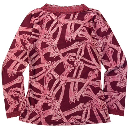 Vintage 90s Hysteric Glamour Bone Print Long Sleeve Top Womens Size S | Small, Multicoloured