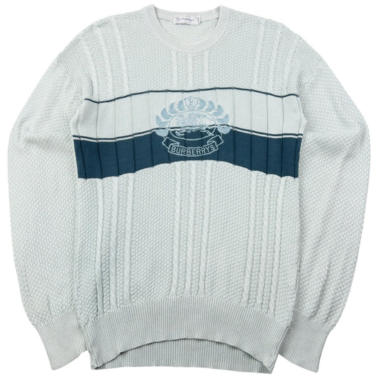 Vintage 80s Burberry Embroidered Knit Jumper Size M