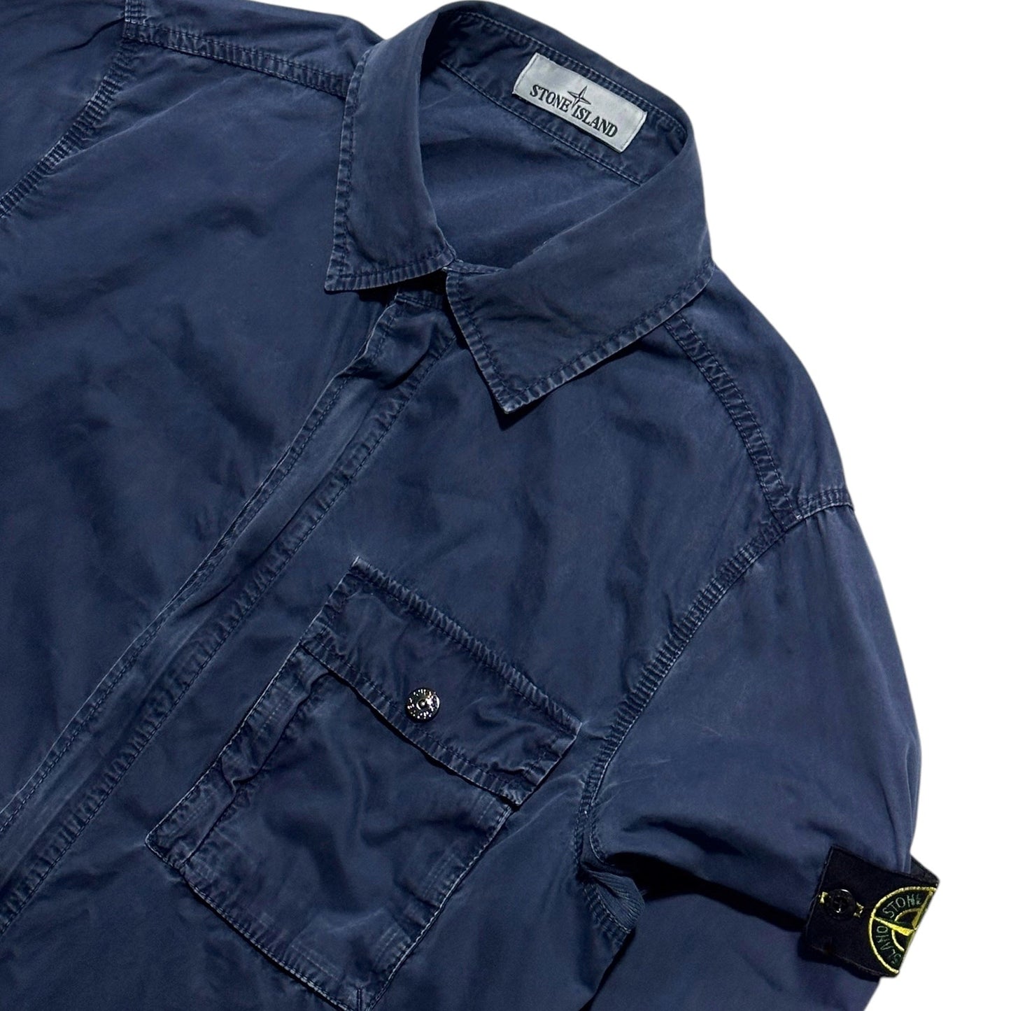 Stone Island Zip Up Canvas Front Pocket Overshirt