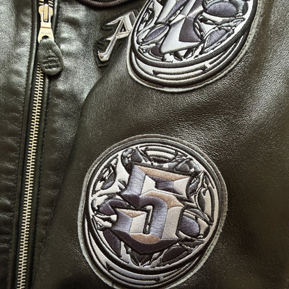 Avirex 'Rides & Rims' Leather Varsity Jacket - L | Large, Black