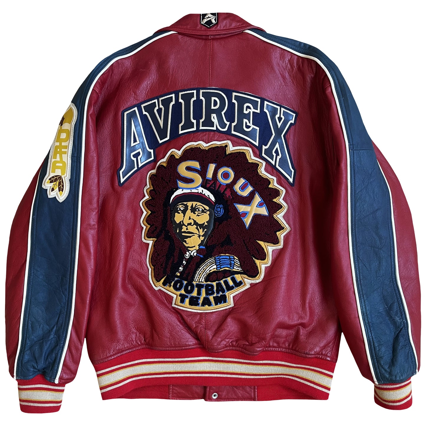 Avirex 'Sioux Football Team' Leather Varsity Jacket - S