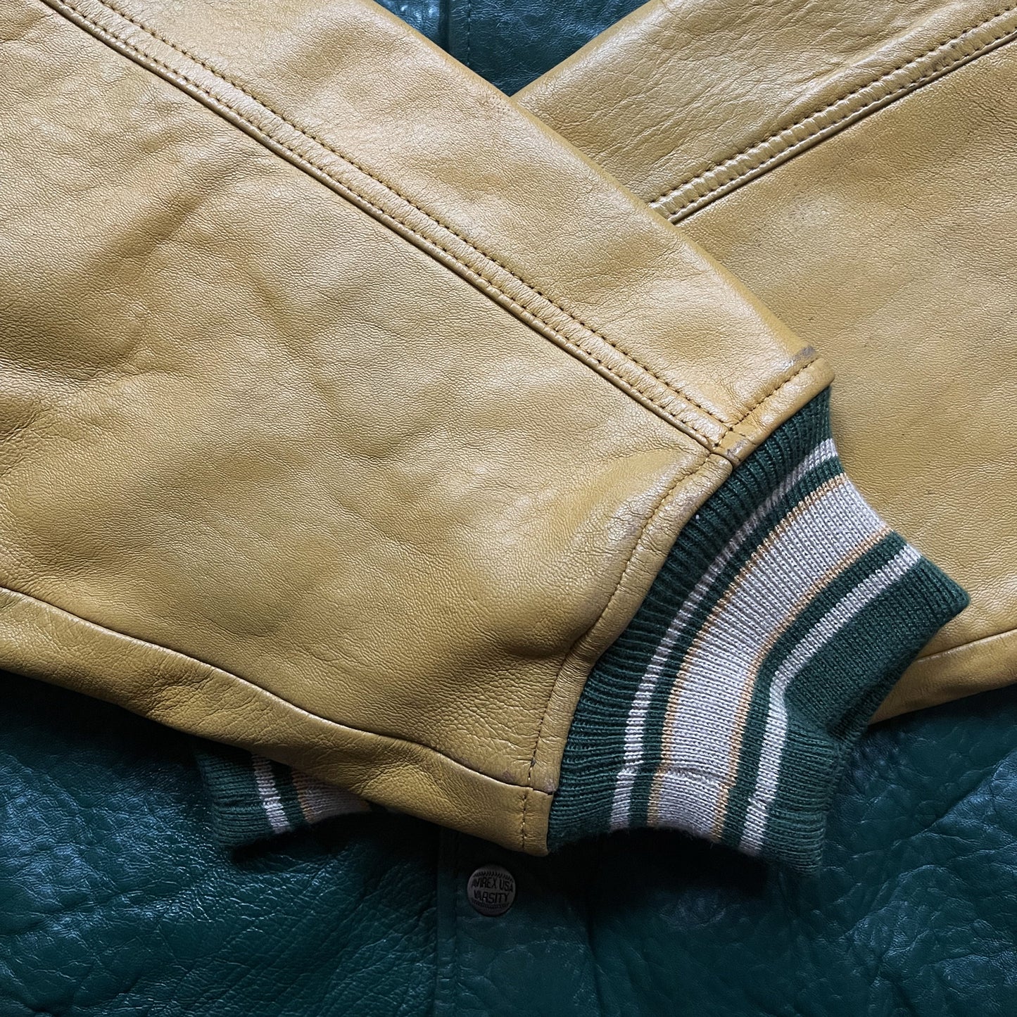 Avirex 'Alaskan Wild Bears' Leather Varsity Jacket - M