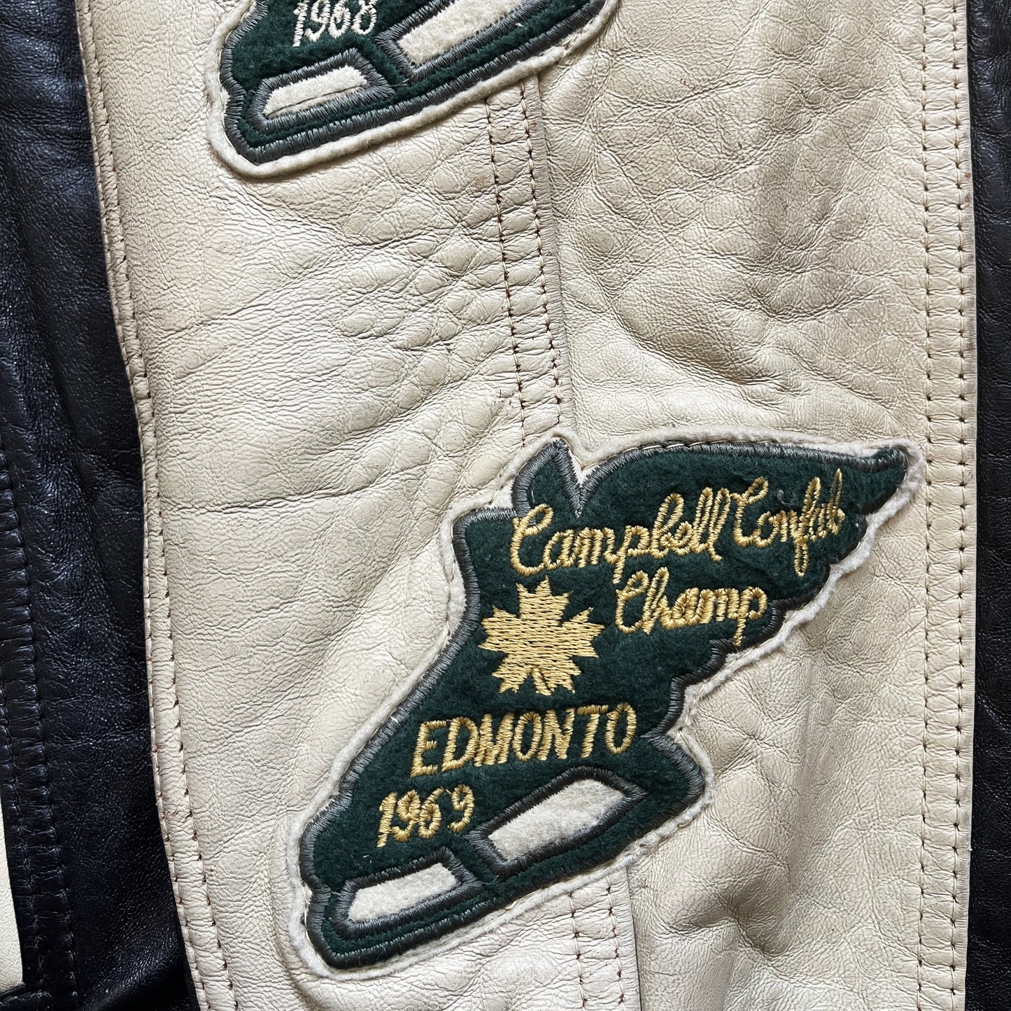 Avirex 'North West Wild Bears' Leather Varsity Jacket - M