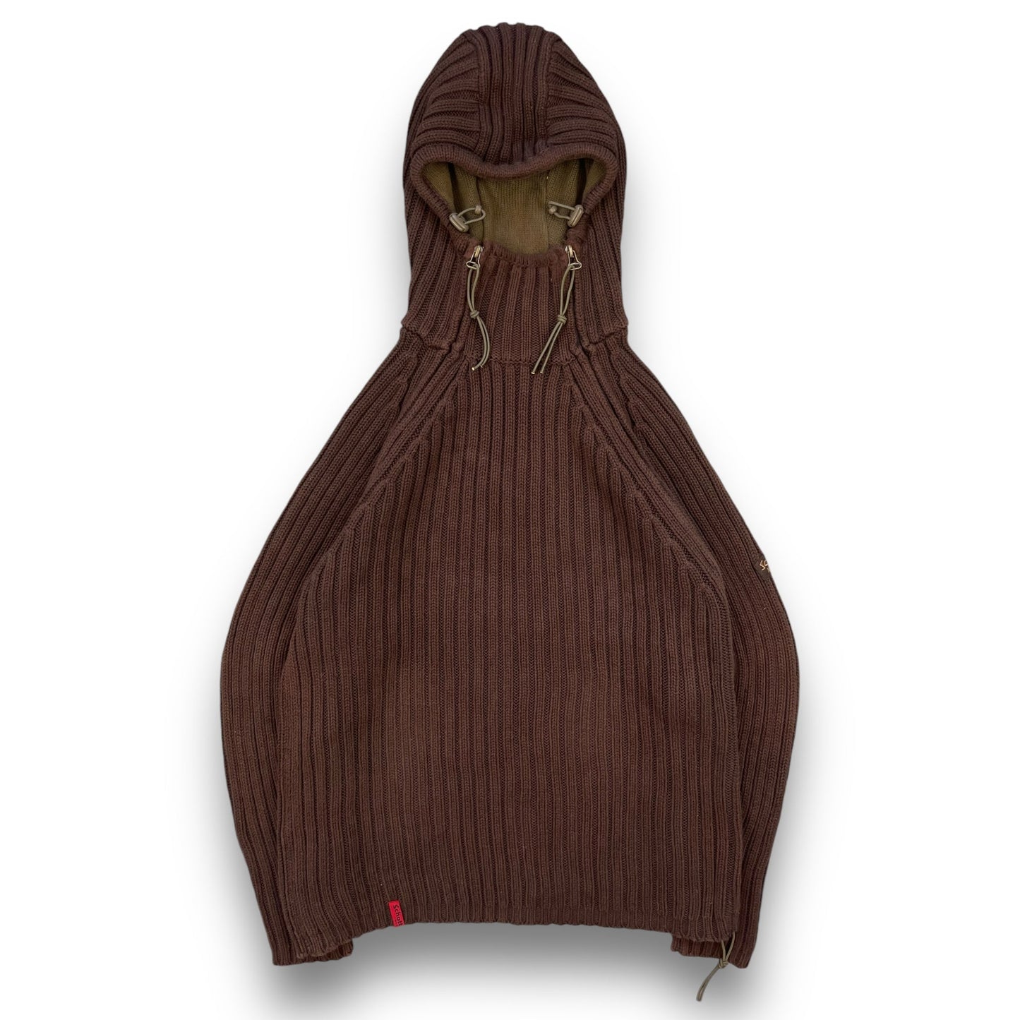 2000's Schott NYC Dual Zip Knitted Balaclava Hoodie (M) | Default Title, Brown
