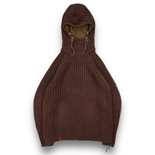 2000's Schott NYC Dual Zip Knitted Balaclava Hoodie (M) | Default Title, Brown