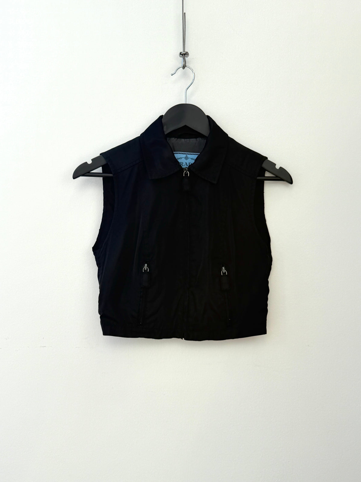 Prada 90s Nylon Cropped Vest | Small, Black