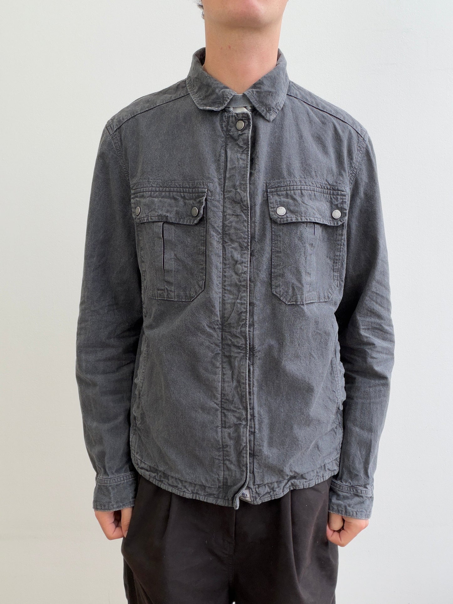 C.P. Fine Houndstooth Strap Collar Lightweight Workwear Jacket | O/S, Charcoal