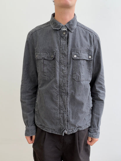 C.P. Fine Houndstooth Strap Collar Lightweight Workwear Jacket | O/S, Charcoal