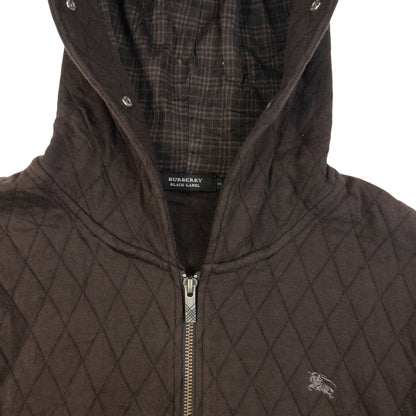 Vintage 2000s Burberry Black Label Quilted Zip Up Hoodie Size M | XXL, Multicoloured