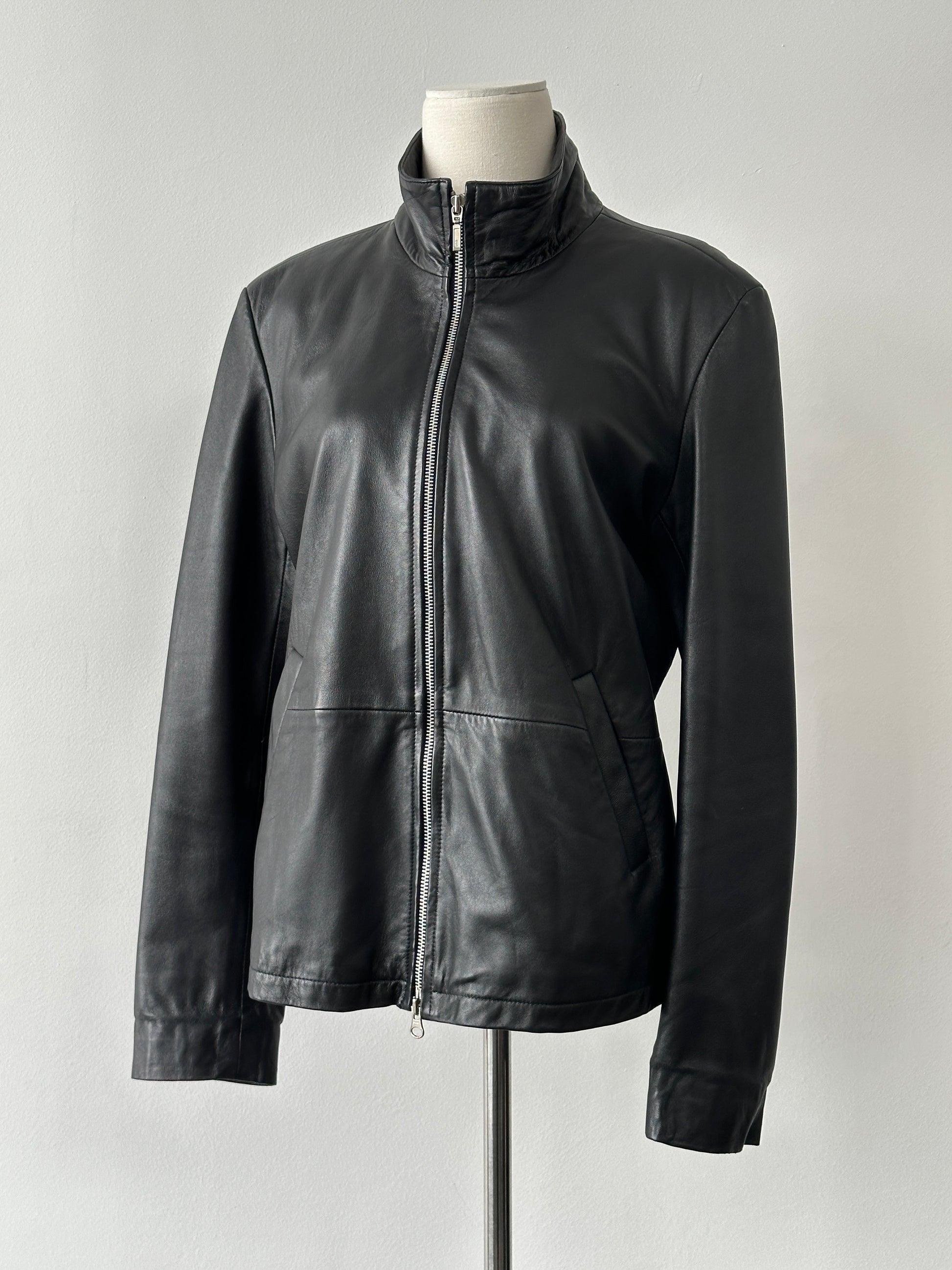 Vintage 2000s Double Zip Leather Jacket - S-M
