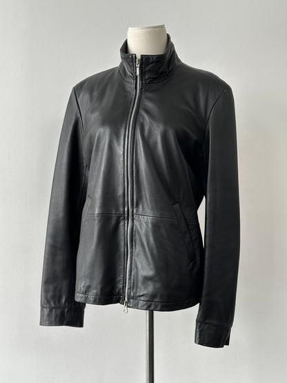 Vintage 2000s Double Zip Leather Jacket - S-M