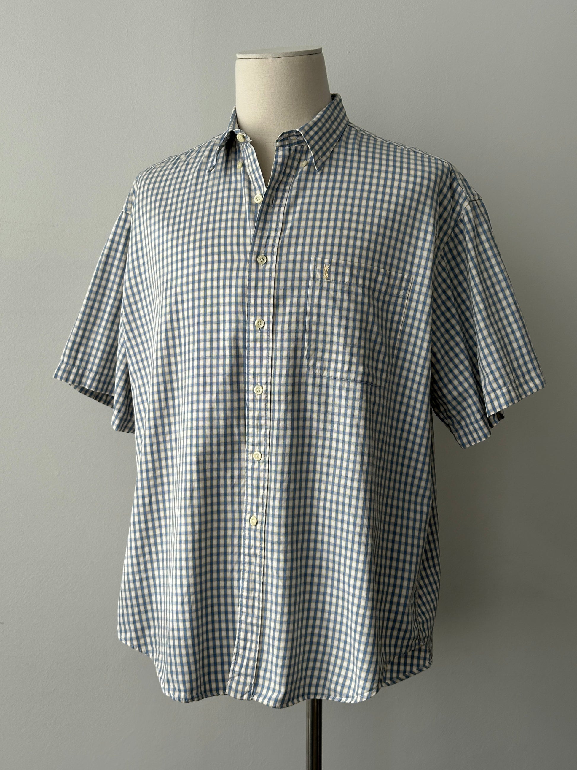 Yves Saint Laurent Pour Homme 1990s Check Short Sleeve Shirt - XXL