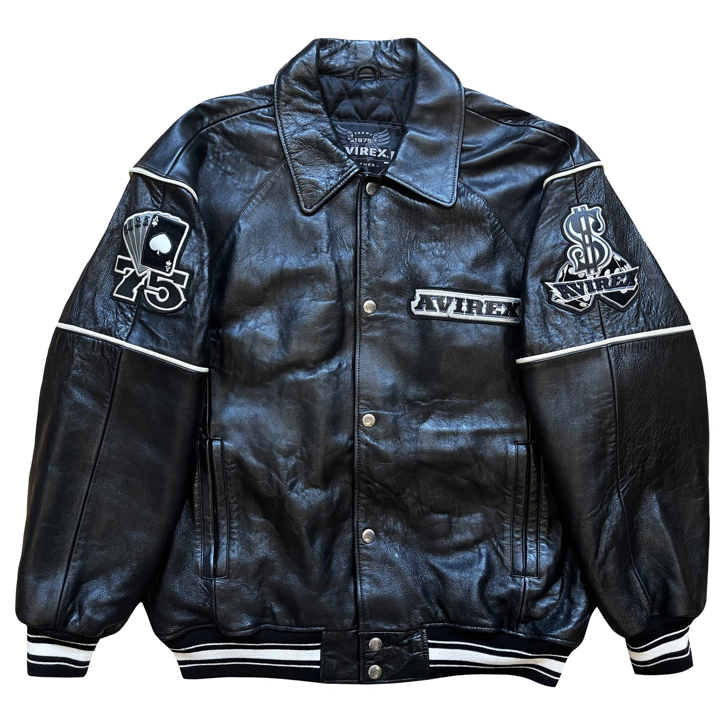 Avirex 'Hi-Rollers' Leather Varsity Jacket - XL