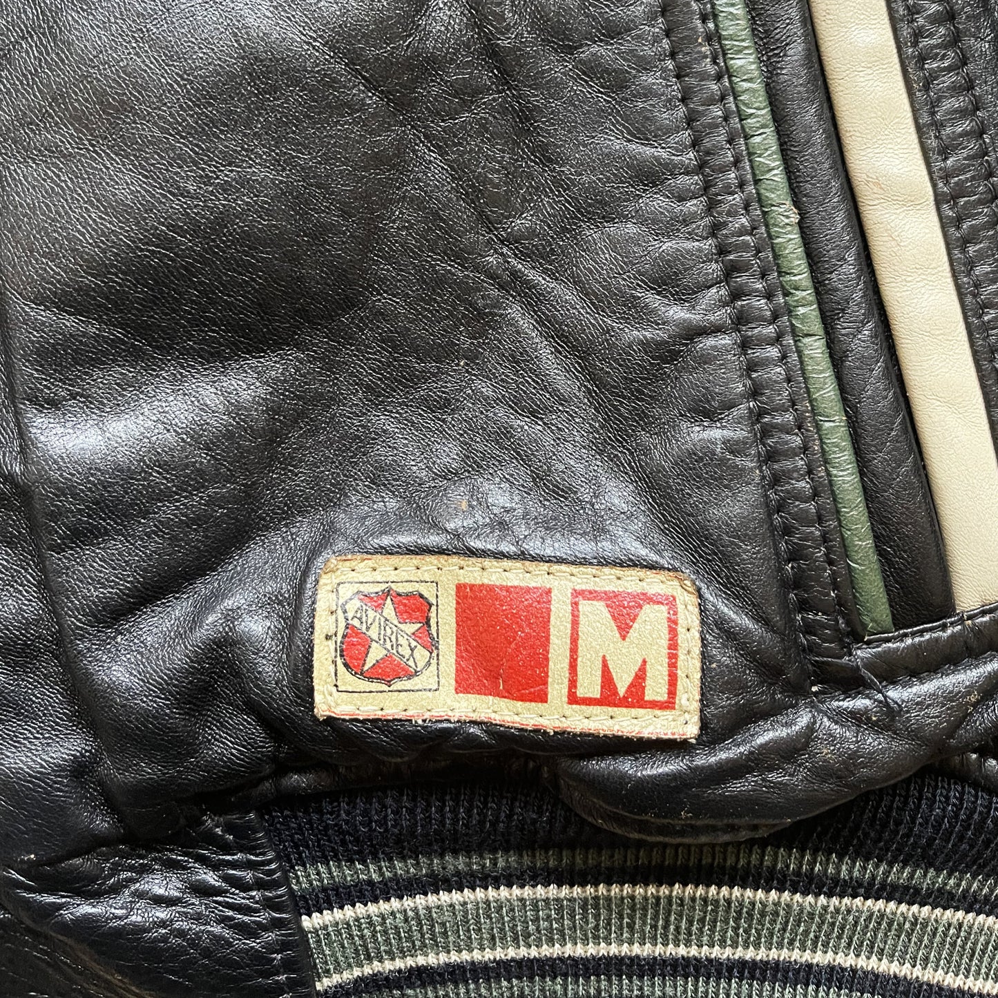 Avirex 'North West Wild Bears' Leather Varsity Jacket - M