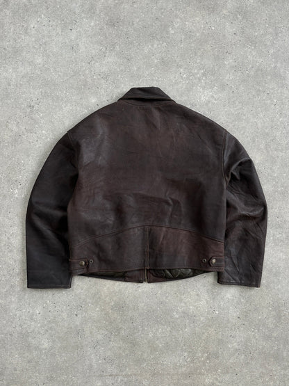 Vintage 1980s Cropped Leather Jacket - L