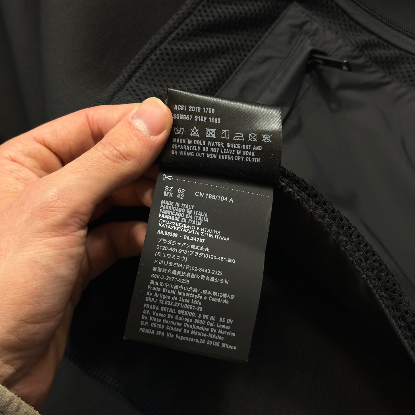 Prada Milano 2018 Technical Scuba Rubberised Race Logo Jacket - M | Default Title, Black