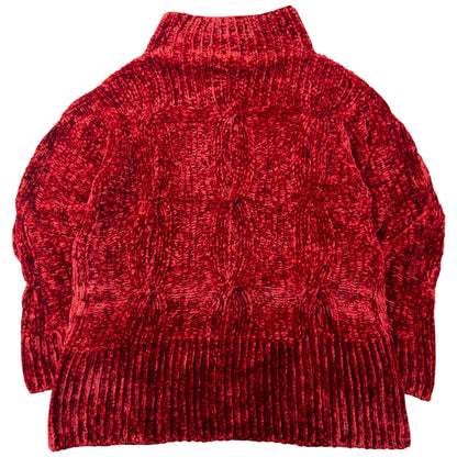 Vintage 2000s Issey Miyake Chenille Knit Turtleneck Jumper Size S | Small, Red