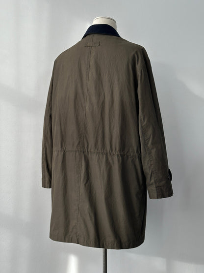 Chaps Ralph Lauren 1990s wool-collar cotton trench coat, size large, stylish vintage outerwear with classic design and beige color.