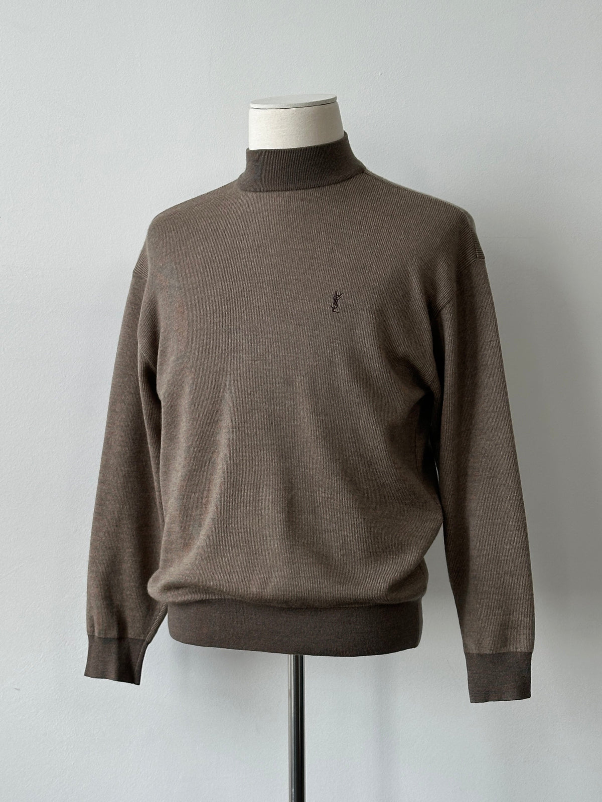 Yves Saint Laurent 1990s Pure Wool High Neck Knit Jumper - M