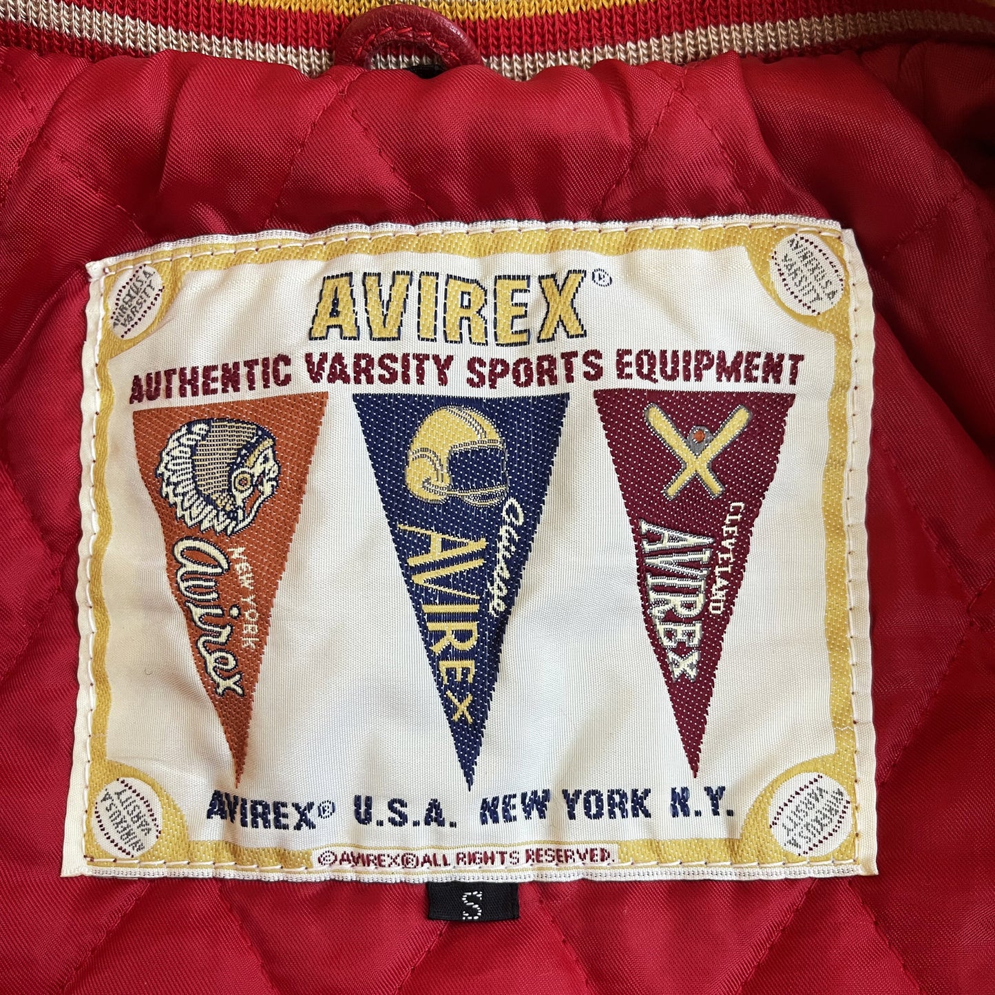 Avirex 'Sioux Football Team' Leather Varsity Jacket - S