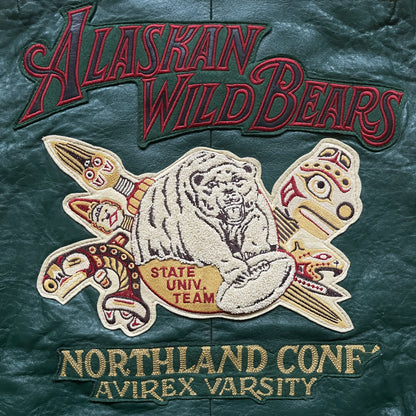 Avirex 'Alaskan Wild Bears' Leather Varsity Jacket - M