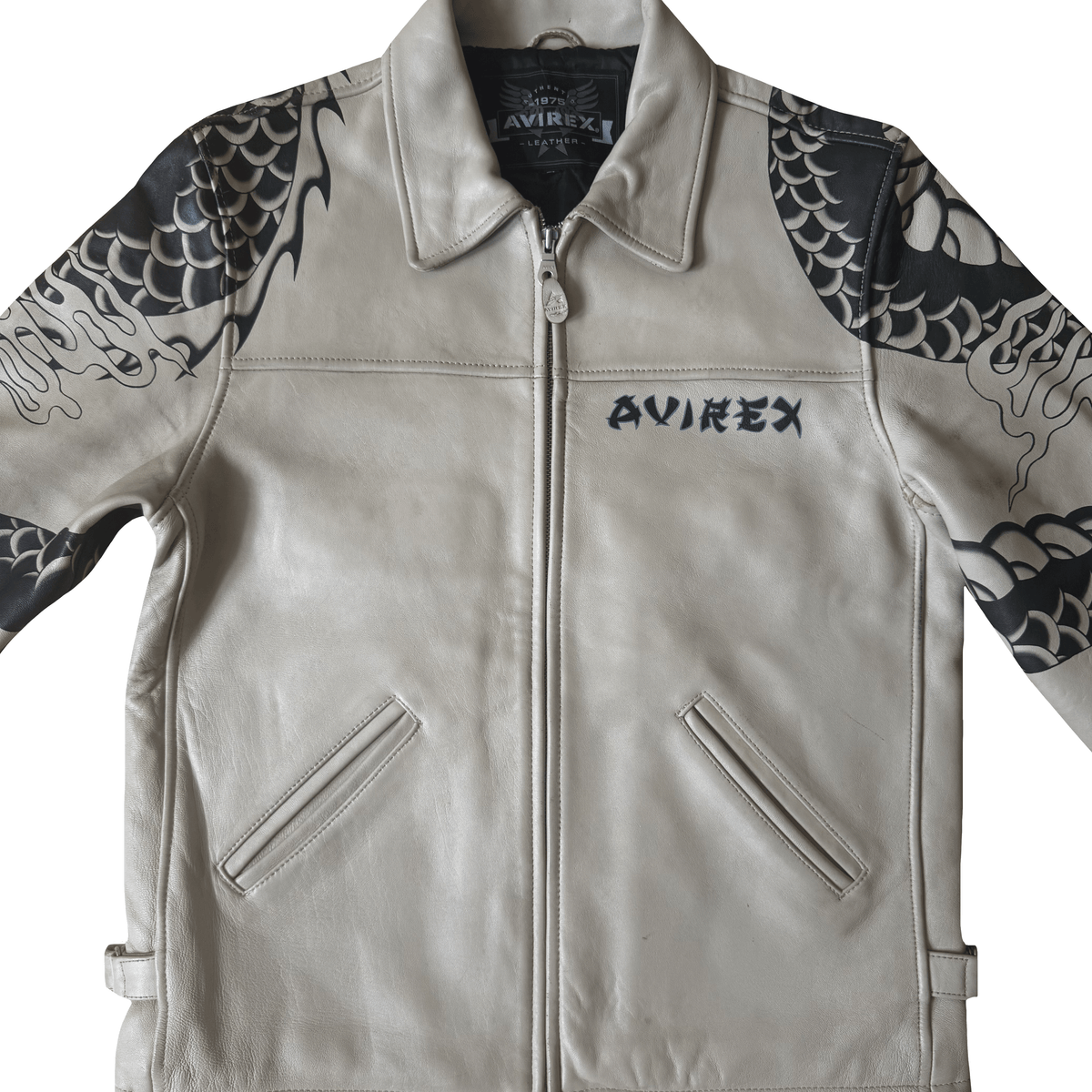 Avirex Tattoo Style 'Dragon vs Snake' Leather Jacket - XL / XXL | XL, Red