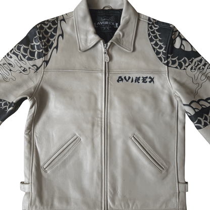 Avirex Tattoo Style 'Dragon vs Snake' Leather Jacket - XL / XXL | XL, Red