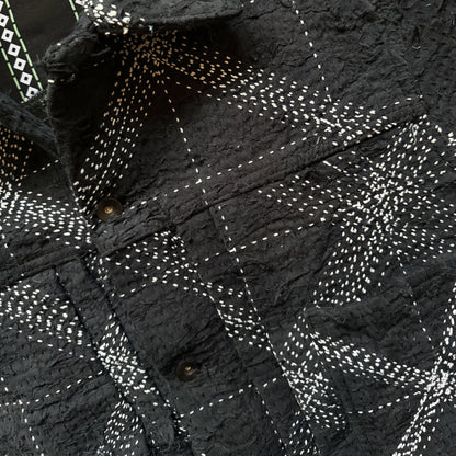 Boro Sashiko Distressed Denim Trucker Jacket - XL