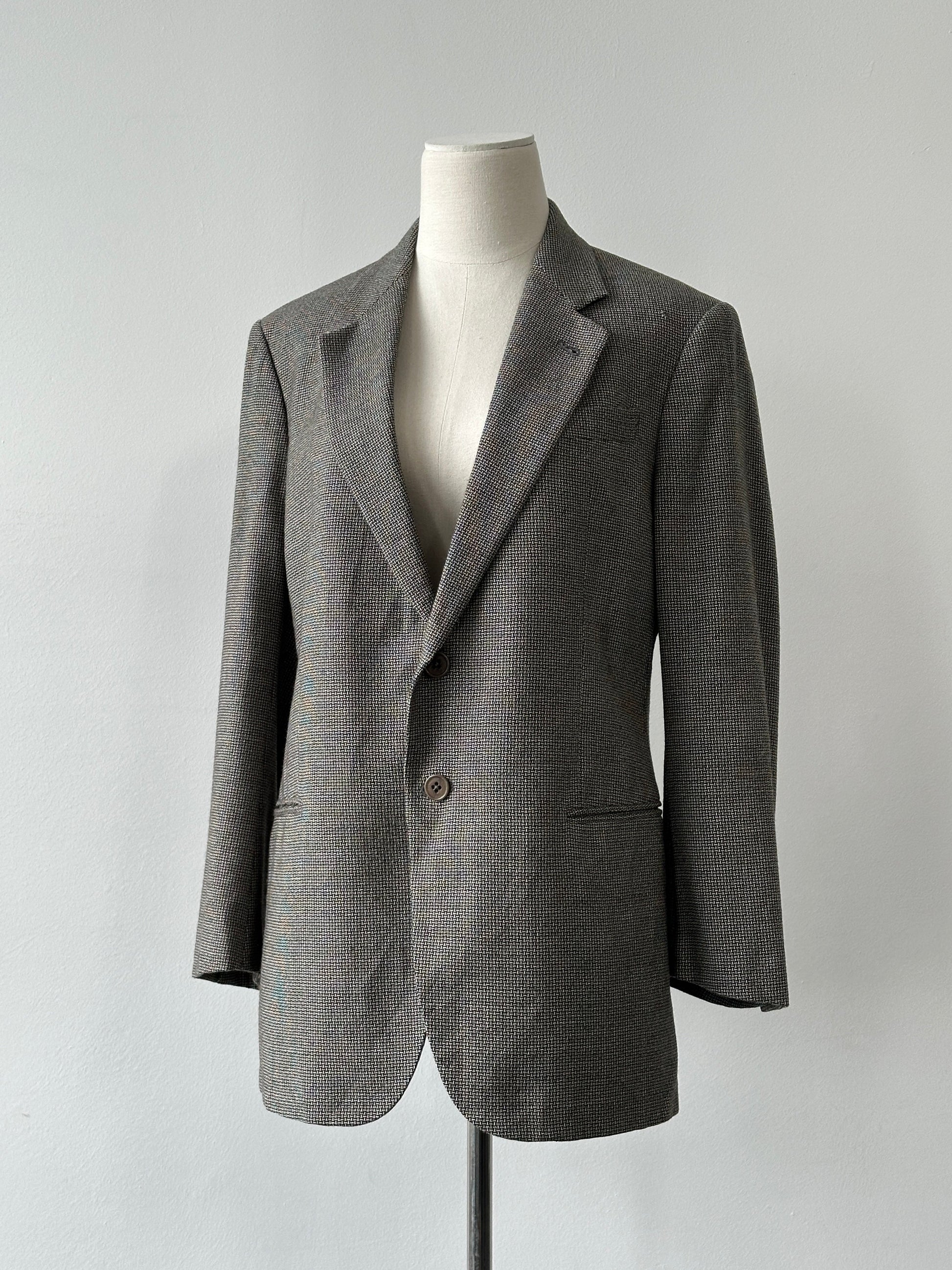 Armani Collezioni 1990s Wool Check Single Breasted Blazer - M