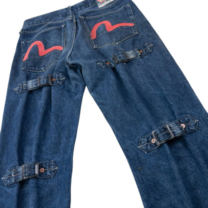 Vintage 2000s Evisu Double Gull Bondage Buckle Back Japanese Denim Jeans Size W30