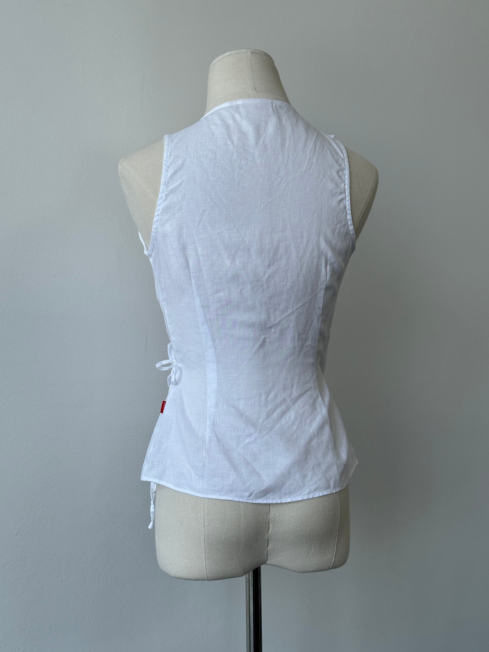 Vintage 2000s Pure Linen Wrap Top - xs