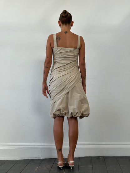 Max Mara Silk Asymmetric Bubble Hem Mini Dress - M/UK10