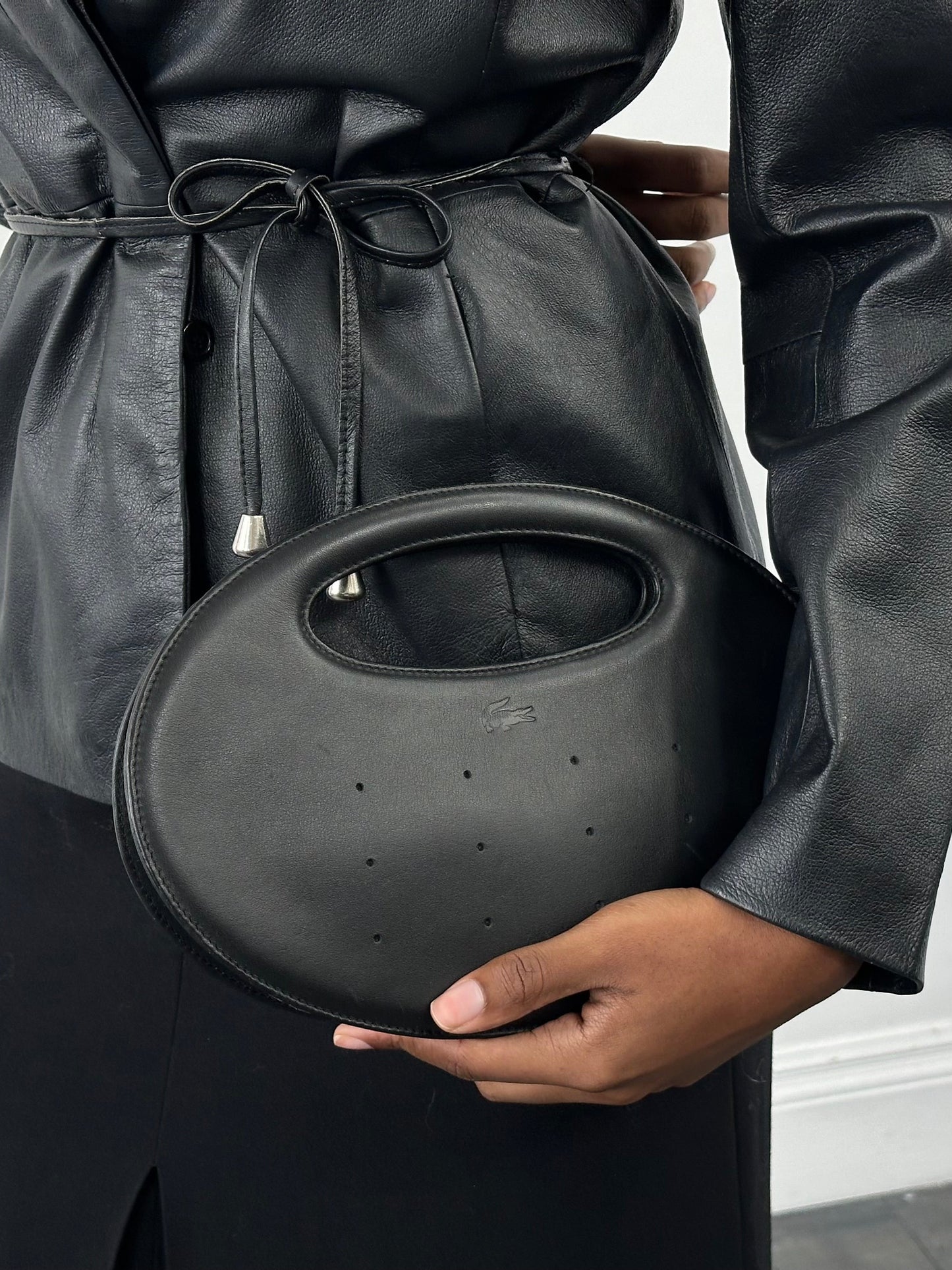 Lacoste 2000s Faux Leather Oval Handle Bag