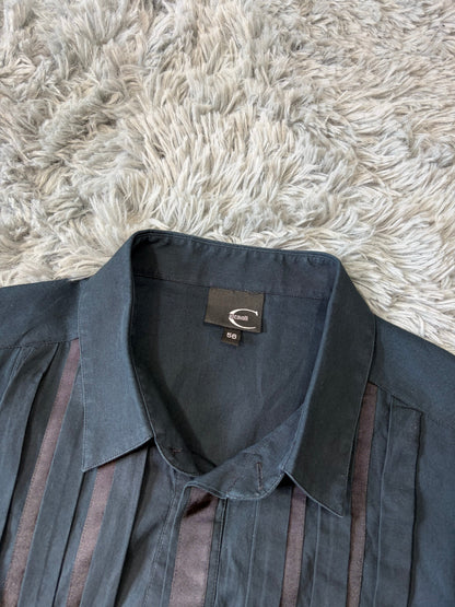 Just Cavalli 2011 Pleated Detail Button Up Shirt - M/L | O/S, Navy