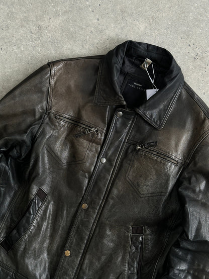 Conbipel Distressed Leather Jacket - M