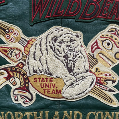 Avirex 'Alaskan Wild Bears' Leather Varsity Jacket - M