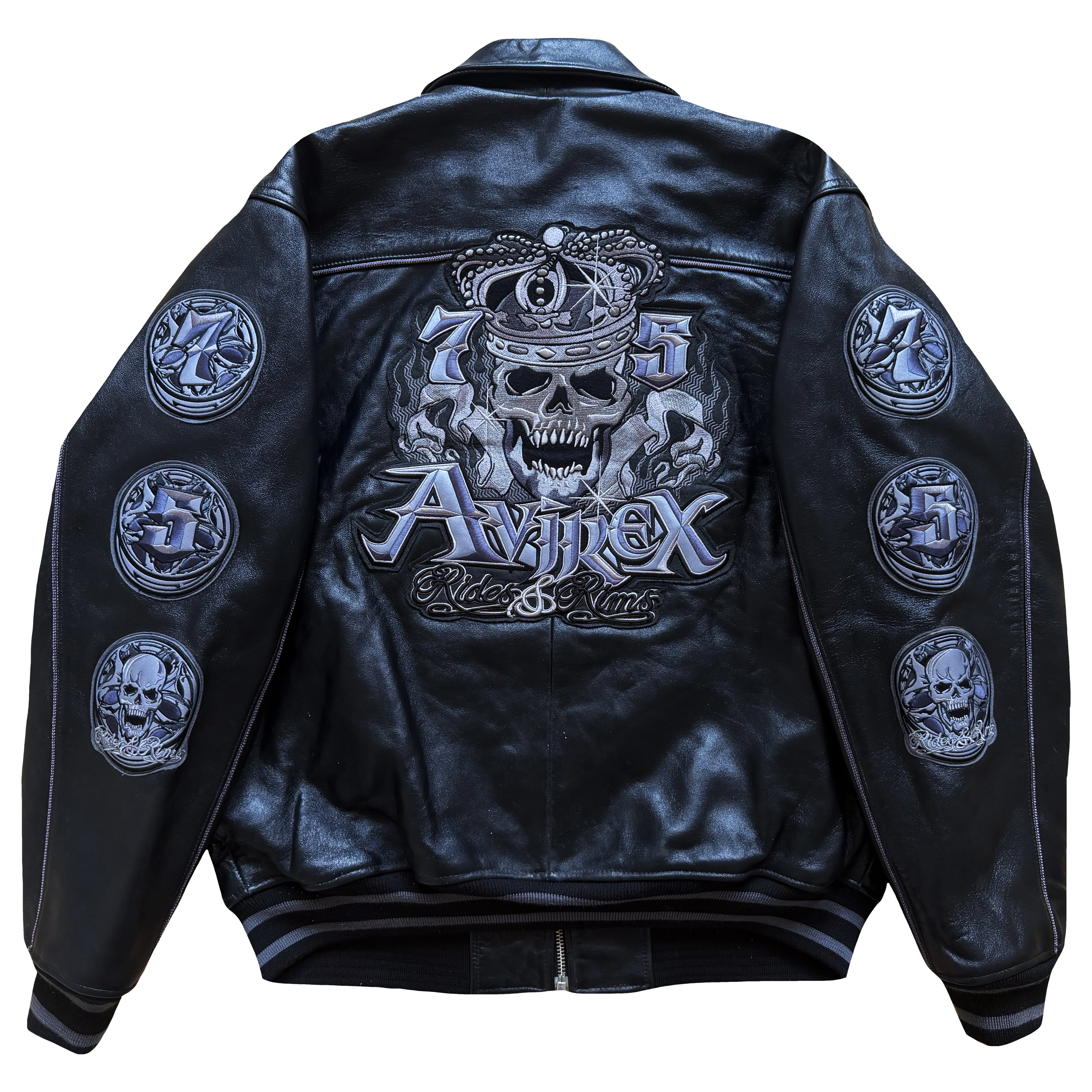 メンズ Avirex 90s skull velour souvenir jacket