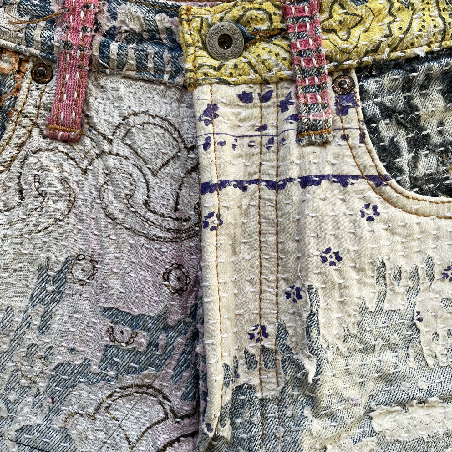 Boro Bandana Sashiko Distressed Jeans - W30"