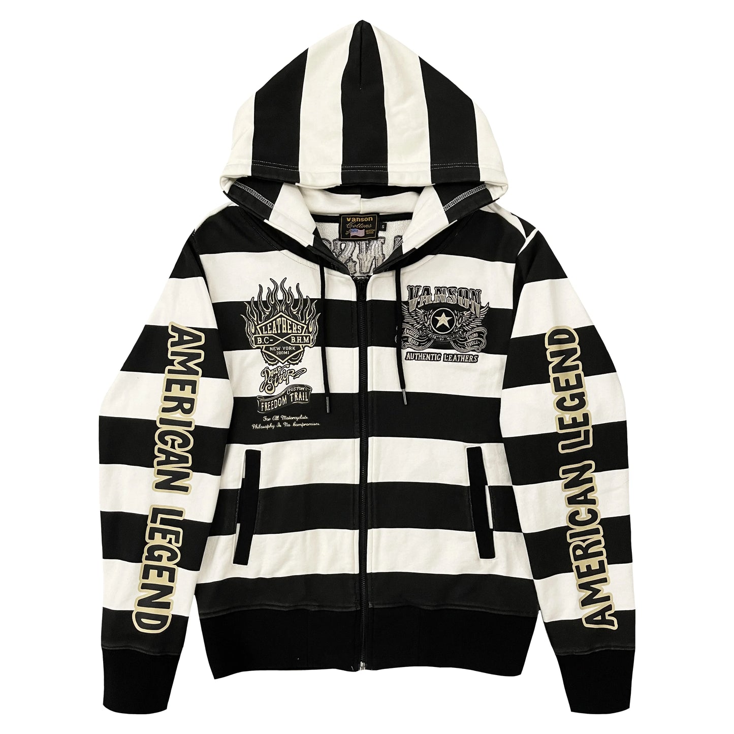 Vanson Leathers American Legend Striped Hoodie - S