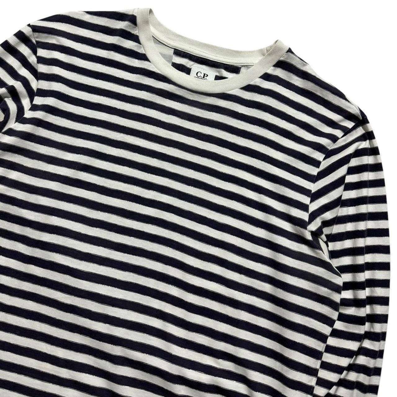 CP Company Striped Long Sleeve | Medium, Navy and White