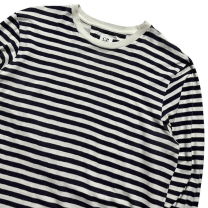 CP Company Striped Long Sleeve | Medium, Navy and White