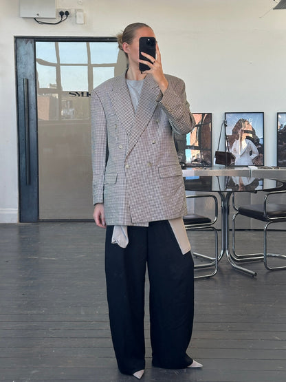 Yves Saint Laurent Pour Homme 1990s Wool Check Double Breasted Blazer - 40R/XL