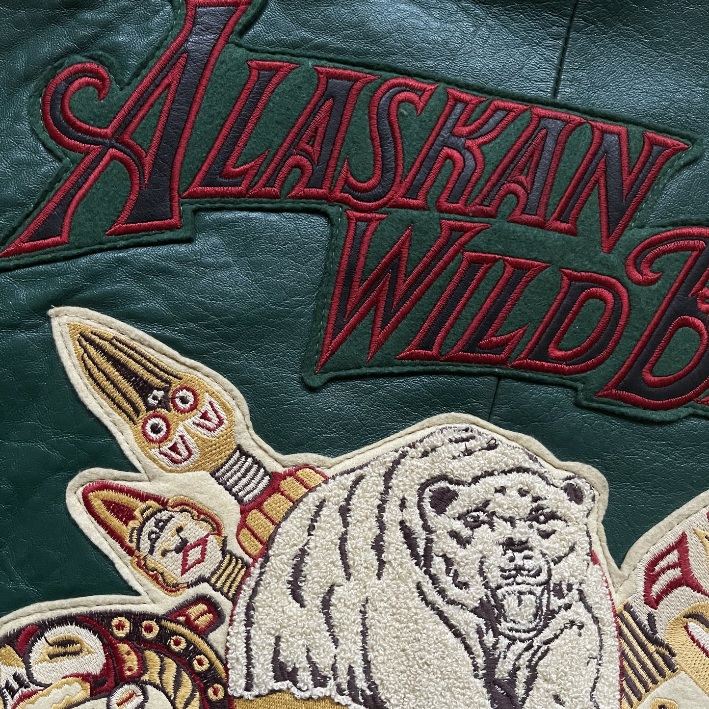 Avirex 'Alaskan Wild Bears' Leather Varsity Jacket - M