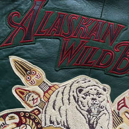 Avirex 'Alaskan Wild Bears' Leather Varsity Jacket - M