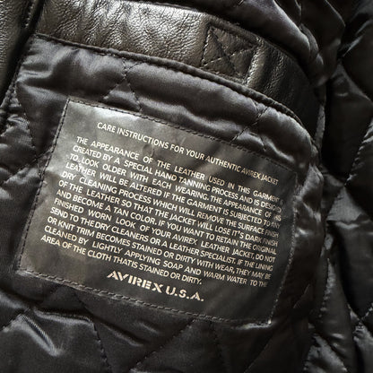 Avirex 'Rides & Rims' Leather Varsity Jacket - L | Large, Black