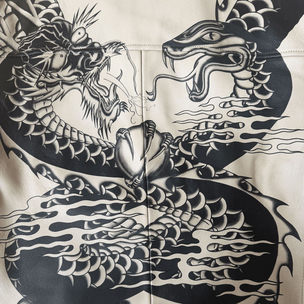 Avirex Tattoo Style 'Dragon vs Snake' Leather Jacket - XL / XXL | XL, Red
